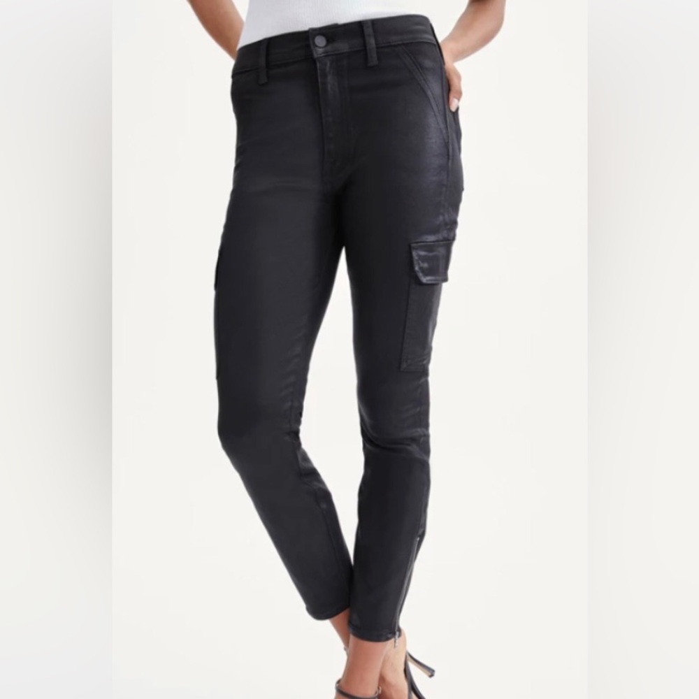 7 For All Mankind Coated Black Skinny Cargo Jeans - Size 29